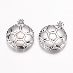 304 Stainless Steel Pendants, Sports Charms, Football, Stainless Steel Color, 15.5x13x3.5mm, Hole: 1mm(X-STAS-G071-23P)