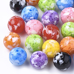 Resin Beads, Imitation Gemstone Chips Style, Round, Mixed Color, 18mm, Hole: 2.5mm(RESI-T026-18mm)