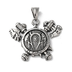 Viking 304 Stainless Steel Pendants, Shield with Double Axe Charms, Antique Silver, 34.5x41.5x5.5mm, Hole: 9x5mm.(STAS-L223-11AS)