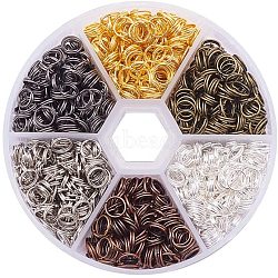 Iron Split Rings Sets, Mixed Color, 6x0.7mm, about 5.3mm inner diameter, about 700pcs/box(IFIN-PH0001-11-6mm)