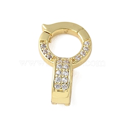 Brass Micro Pave Clear Cubic Zirconia Fold Over Clasps, Rack Plating, Long-Lasting Plated, Lead Free & Cadmium Free, Round Ring, Real 18K Gold Plated, 15x9x6mm, Hole: 5.5mm(KK-P290-15G)