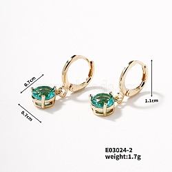 Elegant Hoop Earrings, Minimalist, Stylish, and Versatile, Golden, Green, 11x7mm(MD9905-1)