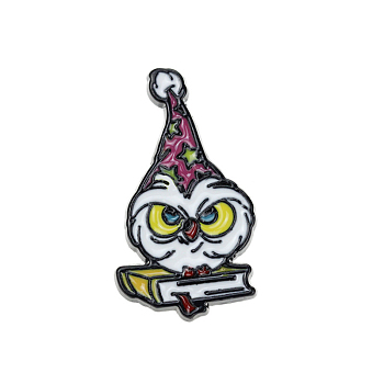 Alloy Brooches, Enamel Pin for Women Men, Cartoon Owl, Colorful, 28x15mm