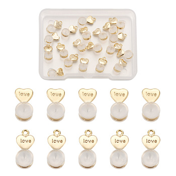 20Pcs 2 Styles Silicone Ear Nuts, Earring Backs, with Brass Findings, Heart, Golden, 11.2x6x5.5mm, 10pcs/style