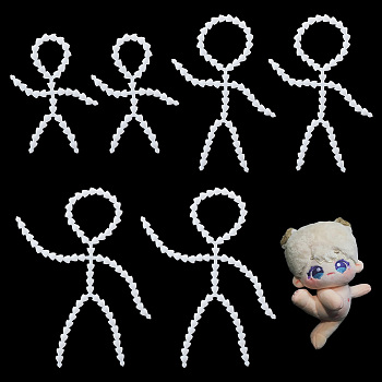 Elite 6Pcs 3 Style Plastic Action Figure Movable Skeleton, Doll Making Supplies, White, 110~170x86~170x7mm, 2pcs/style