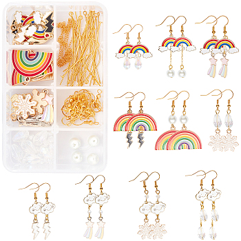 SUNNYCLUE 113 Pieces DIY Cute Weather Themed Earring Making Kits, Including Alloy Pendants & Linking Connectors, Brass Earring Hooks & Cable Chains, Glass Beads, Mixed Color