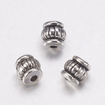 Tibetan Style Alloy Beads, Cadmium Free & Nickel Free & Lead Free, Barrel, Antique Silver, 5x5x5mm, Hole: 1.5mm