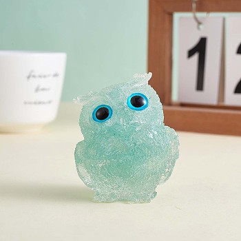 Crystal Owl Figurine Collectible, Crystal Owl Glass Figurine, Crystal Owl Figurine Ornament, for Home Office Decor Gifts Owl Lovers, Aquamarine, 60x51x43mm