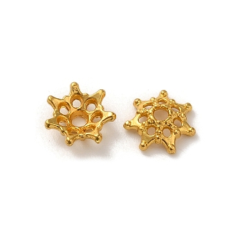 Alloy Beads Caps, Lead Free & Cadmium Free, Multi-Petal Flower, Golden, 9x3mm, Hole: 1.6mm