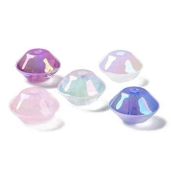 Pinted Acrylic Bead, Disc, Mixed Color, 15.5x10mm, Hole: 2.5mm