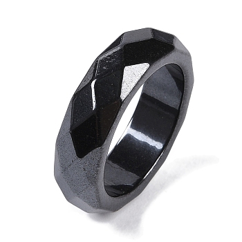 Magnetic Synthetic Hematite Finger Ring for Men Women, 6mm, Inner Diameter: 17mm