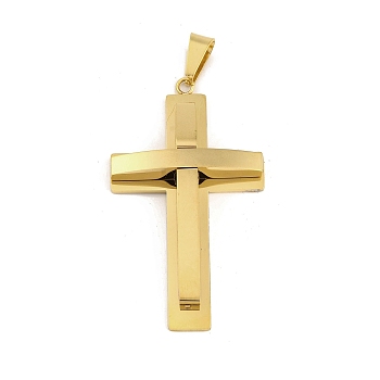 PVD Vacuum Plating 304 Stainless Steel Big Pendants, Cross Charm, Religion, Golden, 54x30x6.5mm, Hole: 8x4.5mm