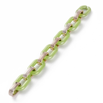 Handmade Opaque Acrylic Cable Chains, with CCB Plastic Quick Link Connectors, Green Yellow, 31.5x19.5x5.5mm, 24.5x15.5x6.5mm, 39.37 inces(1m)/strand