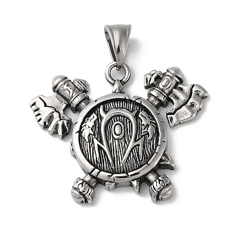 Viking 304 Stainless Steel Pendants, Shield with Double Axe Charms, Antique Silver, 34.5x41.5x5.5mm, Hole: 9x5mm.