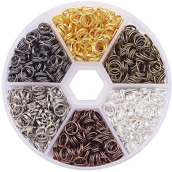 Iron Split Rings Sets, Mixed Color, 6x0.7mm, about 5.3mm inner diameter, about 700pcs/box