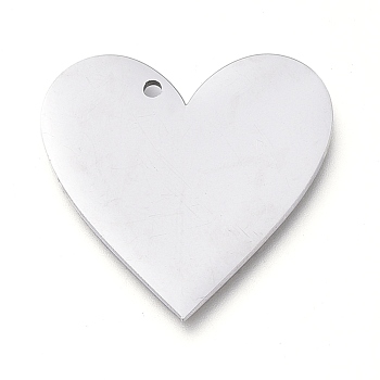 304 Stainless Steel Pendants, Manual Polishing, Stamping Blank Tag, Laser Cut, Heart, Stainless Steel Color, 20x20x0.8mm, Hole: 1.2mm