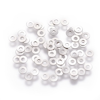 316 Surgical Stainless Steel Beads, Donut/Pi Disc, 3x0.2mm, Hole: 1mm