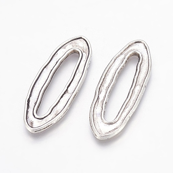 Tibetan Style Alloy Pendants, Lead Free and Cadmium Free, Oval, Antique Silver, about 38mm long, 14mm wide, 2mm thick