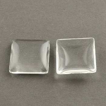 Transparent Glass Square Cabochons, Clear, 12x12x4mm