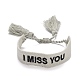 Word I Miss You Polycotton(Polyester Cotton) Braided Bracelet with Tassel Charm(BJEW-F429-10)-1