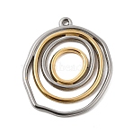 Ion Plating(IP) 304 Stainless Steel Pendants, Irregular Flat Round Charm, Golden & Stainless Steel Color, 28x23x2mm, Hole: 1.4mm(STAS-M312-02GP)
