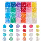 600Pcs 24 Style Transparent Plastic Beads, with Glitter Powder, Barrel, Mixed Color, 9x6mm, Hole: 3.8mm, 25pcs/style(KY-YW0001-48)