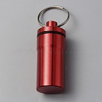 Outdoor Portable Aluminium Alloy Small Pill Case, with Key Ring, Platinum, Red, 7.2cm(KEYC-WH0029-92A)