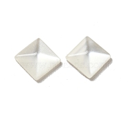 Resin Cabochons, Pearlized, Imitation Cat Eye, Faceted, Rhombus, Floral White, 6x6x2.5mm(CRES-D003-12)