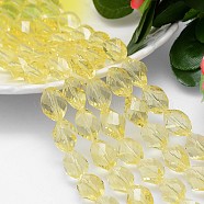Faceted Polyhedron Imitation Austrian Crystal Bead Strands, Grade AAA, Light Yellow, 13x10mm, Hole: 0.9~1mm, about 30pcs/strand, 15.7 inch(G-M190-13x10mm-09A)