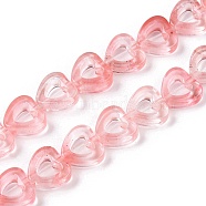 Cherry Quartz Glass Beads Strands, Hollow Heart, 10x10x3~4mm, Hole: 1mm, about 20pcs/strand, 7.48 inch(19cm)(G-N342-95)