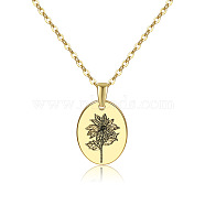 304 Stainless Steel Birth Month Flower Pendant Necklace, Floral Dainty Jewelry for Women, Golden, December Poinsettia, 17.72 inch(45cm)(HUDU-PW0001-034L)