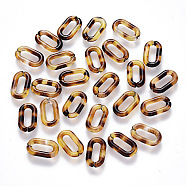 Transparent Acrylic Linking Rings, Quick Link Connectors, For Jewelry Cable Chains Making, Leopard Print Design, Oval, Goldenrod, 14x8.5x2.5mm, Inner Diameter: 9x3mm, about 3360pcs/500g(TACR-T018-02B-01)
