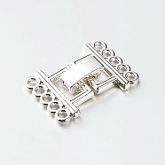5 Strands Alloy and Brass Fold Over Clasps, 10-Hole, Platinum, 24x16.5x5mm, Hole: 2mm(PALLOY-N0112-02P)