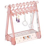 ELITE 1 Set Coat Hanger Shaped Acrylic Earring Display Stands, Jewelry Organizer Holder for Earring Storage with 8 Mini Hangers, Light Coral, Finish Product: 15x8.2x15.2cm(EDIS-PH0001-90A)