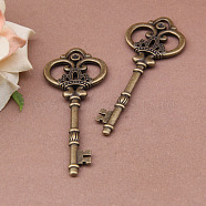Tibetan Style Alloy Pendants, Crown Skeleton Key, Big Pendants, Antique Bronze, 82x32mm(X-PALLOY-N0118-177)
