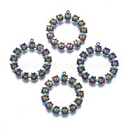 Ion Plating(IP) 304 Stainless Steel Pendants, Ring, Rainbow Color, 30x28x3mm, Hole: 1.5mm(STAS-N098-029)