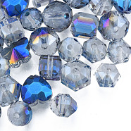 Transparent Glass Beads, AB Color, Faceted, Mixed Shapes, Blue, 7~10x7~10x5~9.5mm, Hole: 1~1.5mm(EGLA-N002-49-B05)