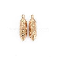 Brass Pointed Pendants, Nickel Free, Bullet Shape, Real 18K Gold Plated, 20x5.5x5mm, Hole: 1mm(X-KK-S356-640-NF)