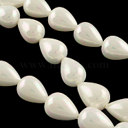 Teardrop Shell Pearl Bead Strands, White, 18x13mm, Hole: 1.5mm, about 22pcs/strand, 15.7 inch(BSHE-R150-01)