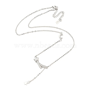 Brass Cable Chain Necklaces,  Glass Shooting Star with Moon Pendant Necklaces, Platinum, 16.85 inch(428mm)(NJEW-Z037-03P)