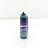 Point Tower Natural Fluorite Home Display Decoration, Healing Stone Wands, for Reiki Chakra Meditation Therapy Decos, Hexagon Prism, 80~90mm(PW23030655062)
