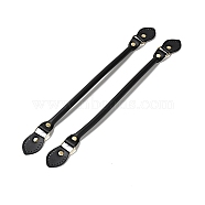Leaf End Microfiber Leather Sew on Bag Handles, with Alloy Studs & Iron Clasps, Bag Strap Replacement Accessories, Black, 39.5x3.15x1.25cm(FIND-D027-12H)