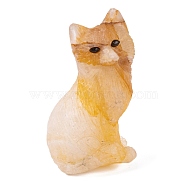 Natural Yellow Hematoid Quartz Carved Fox Figurines Statues for Home Office Desktop Feng Shui Ornament, 38x24~25x59~60mm(G-Q172-14E)