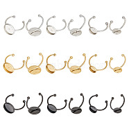 27Pcs 9 Style 304 Stainless Steel Open Cuff Rings Components, Pad Ring Base Settings, Flat Round, Mixed Color, Inner Diameter: 17.5~19mm, Tray: 8~12mm, 3Pcs/style(STAS-DC0015-41)
