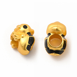 Rack Plating Alloy Enamel European Beads, Large Hole Beads, Sea Horse, Matte Gold Color, 11.5x8x7.5mm, Hole: 4mm(PALLOY-A001-55MG)