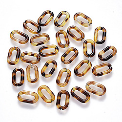 Transparent Acrylic Linking Rings, Quick Link Connectors, For Jewelry Cable Chains Making, Leopard Print Design, Oval, Goldenrod, 14x8.5x2.5mm, Inner Diameter: 9x3mm, about 3360pcs/500g(TACR-T018-02B-01)