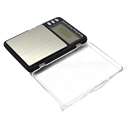 Jewelry Tool Rectangle Shaped Mini Electronic Digital Pocket Scale, Aluminum with ABS, Silver, Weighing Range: 0.01g~100g; 115x82x21mm(TOOL-A006-09C)