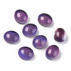 Glass Cabochons, Changing Color Mood Cabochons, Oval, Purple, 12x10x6.5mm(X-GLAA-R218-04)