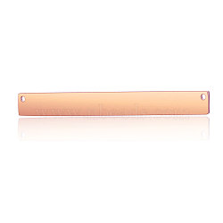 201 Stainless Steel Links Connectors, Manual Polishing, Rectangle, Rose Gold, 36x7x1.7mm, Hole: 1.4mm(STAS-S105-T598D-3)