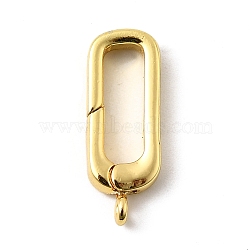 Brass Spring Gate Rings, Long-Lasting Plated, Lead Free & Cadmium Free, Rack Plating, Rectangle, Real 18K Gold Plated, 19x7x3mm, Hole: 1.2mm(X-KK-I364-04G-03)